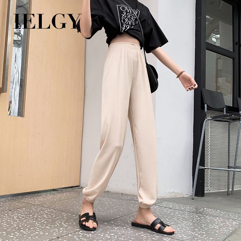 IELGY Sweatpants loose summer thin casual wide leg drape pants legged spring fall ice silk lantern pants women