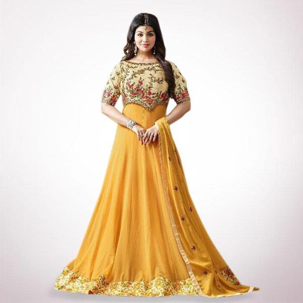 Unstiched Orange Georgette Gown For Women