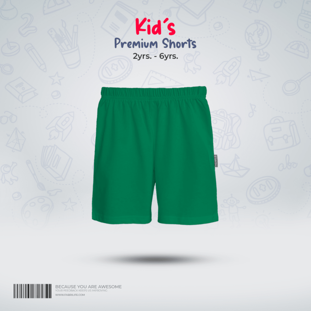 Fabrilife Kids Premium Cotton Shorts- Green