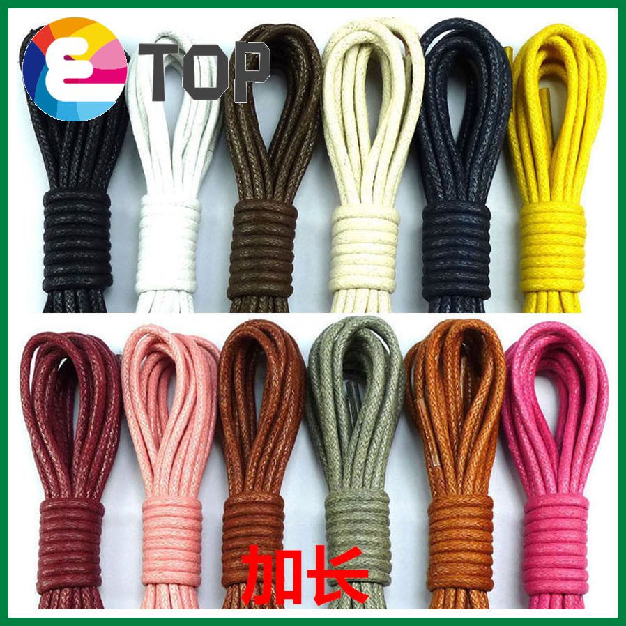 LU Men's and Women's Waxed Shoelaces round Thick0.25cm Leather Shoe Lace High-Top Leather Shoes Boots Shoelaces Dark Red Dark Green Black