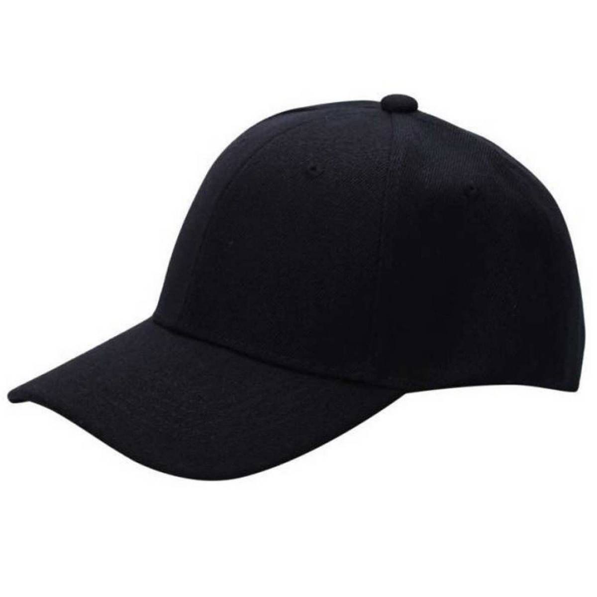 Black Solid Curved Cotton Cap For Men