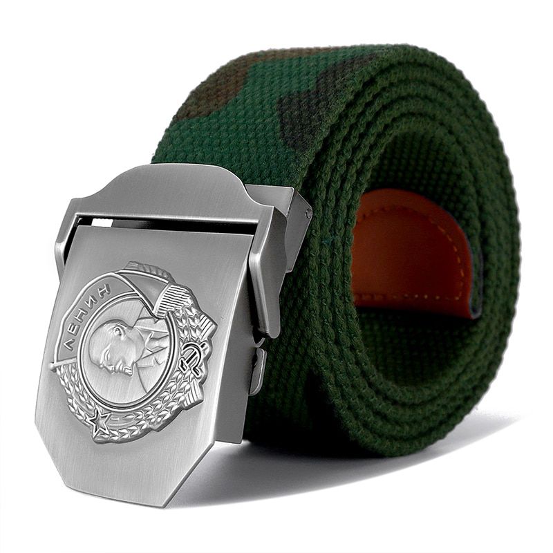 New Men & Women Belt Soviet Highest Honor Lenin Medal 3D Canvas Belt Soviet Memory CCCP Luxury Jeans Military Tactical Belts