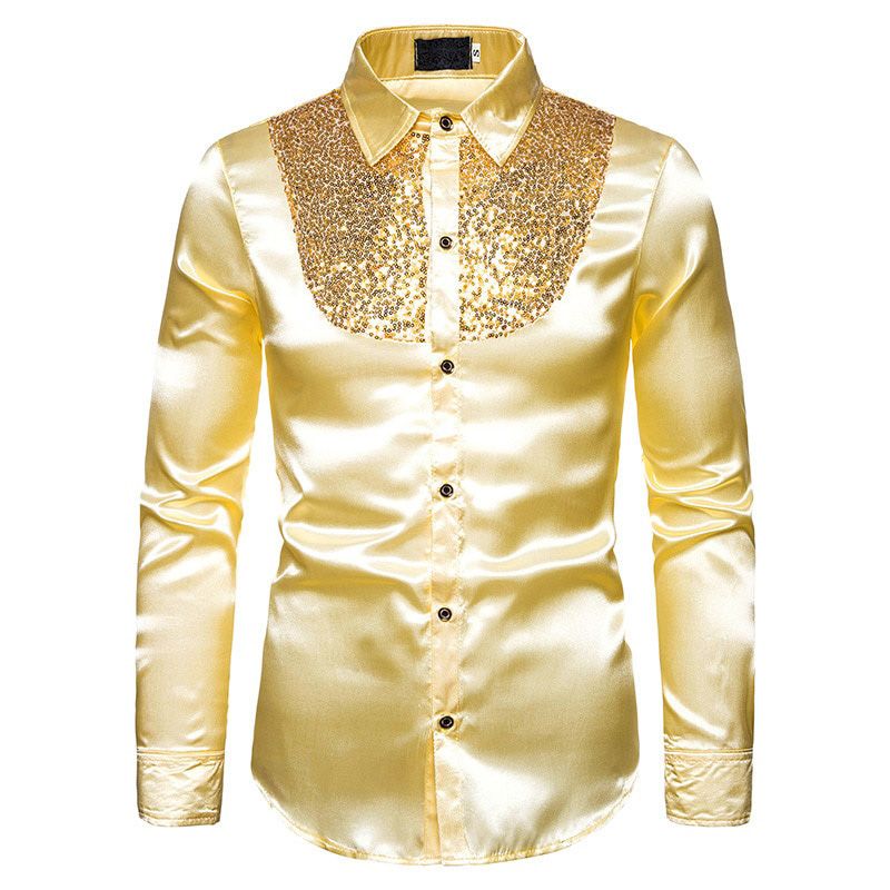 URSPORTTECH Luxury Men's Shirt Long Sleeve Soft Comfortable Shine Business Shirt Men England Style Sequin Formal Shirt Men Tops