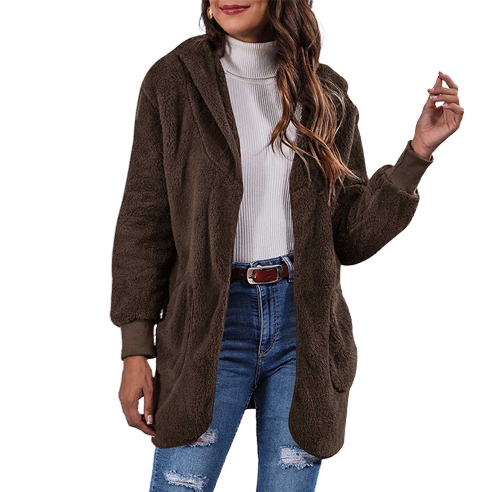 Women Winter Windproof Bread Style Loose Thicken Zip Pocket Hood Jacket Coat