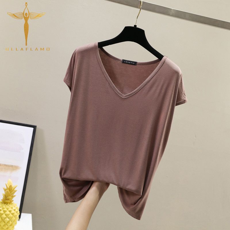Harajuku Solid Color T-shirt Women Casual Loose V-neck Sleeveless Women Clothes Tops Fashion Casual Stitching Slim Women Tshirt
