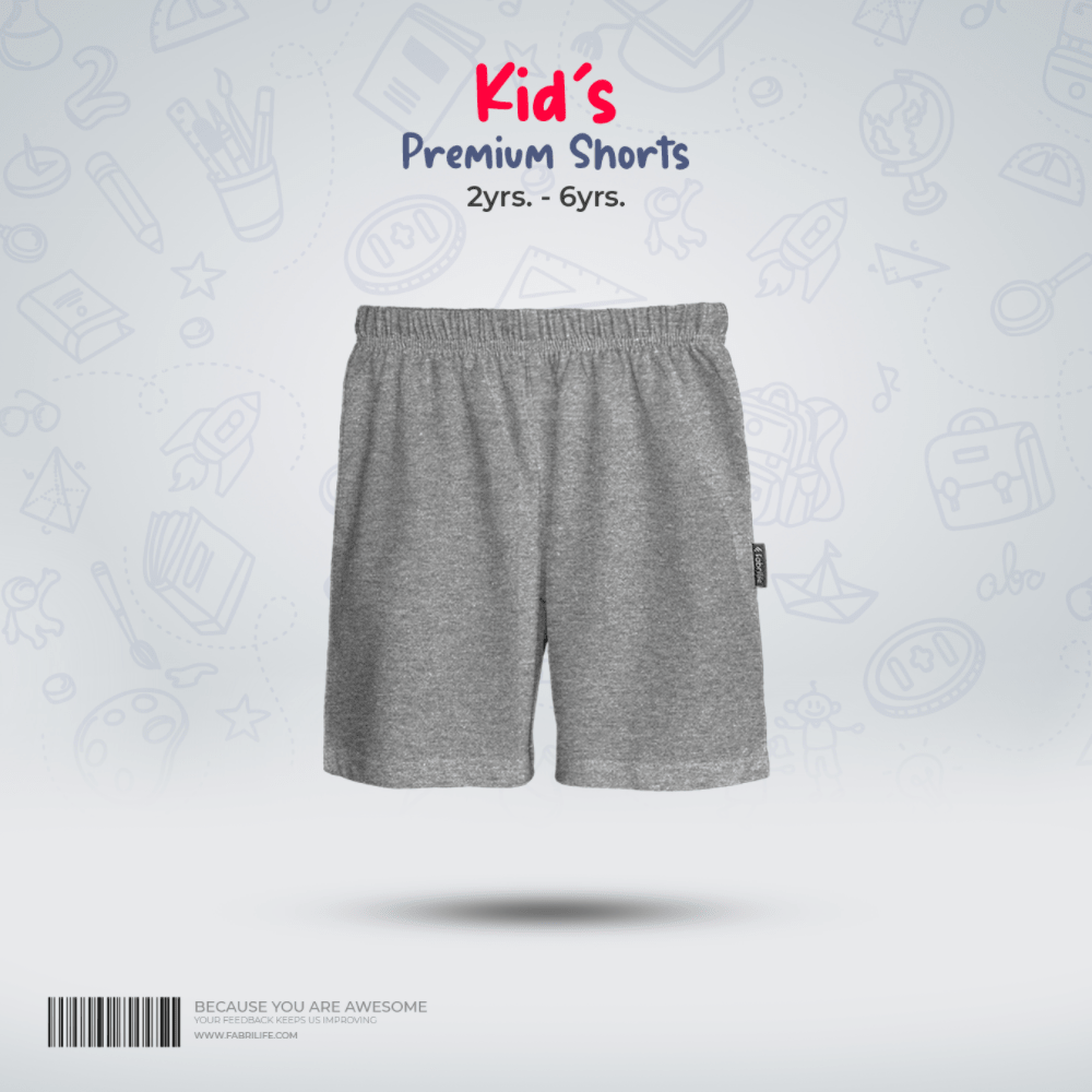 Fabrilife Kids Premium Cotton Shorts- Gray Melange