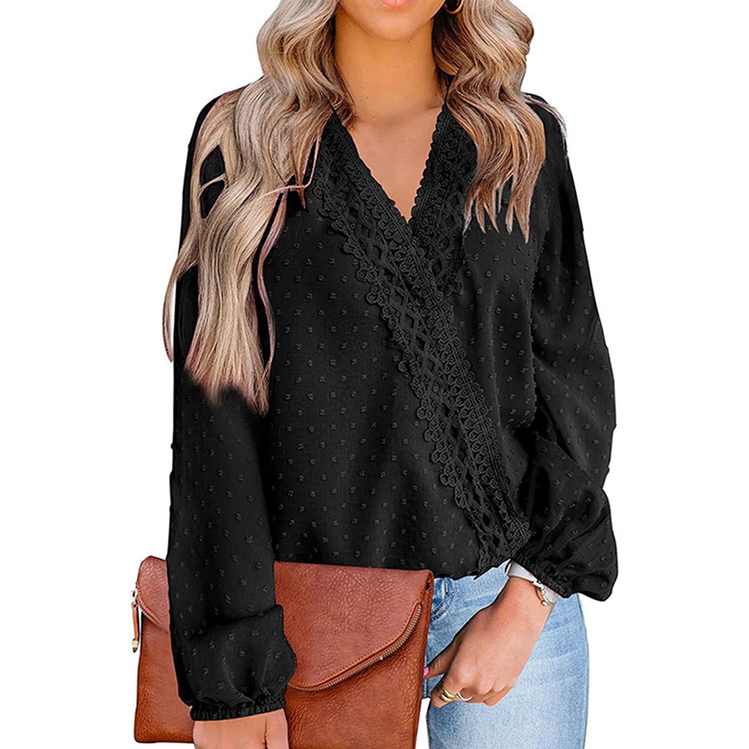Women Blouse Le Loose-fitting Elastic Cuff Blouse