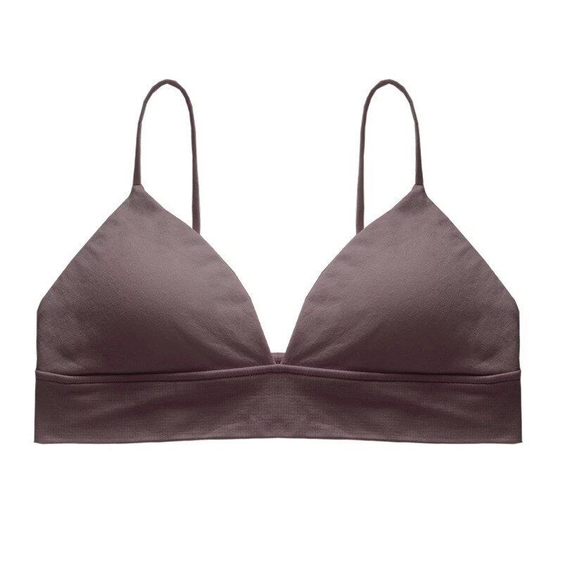 Female Sconce French Triangle Cup Wireless Seamless Thin Shoulder Strap Underwear  Wrapped Chest Lingerie Backless Vest Bra