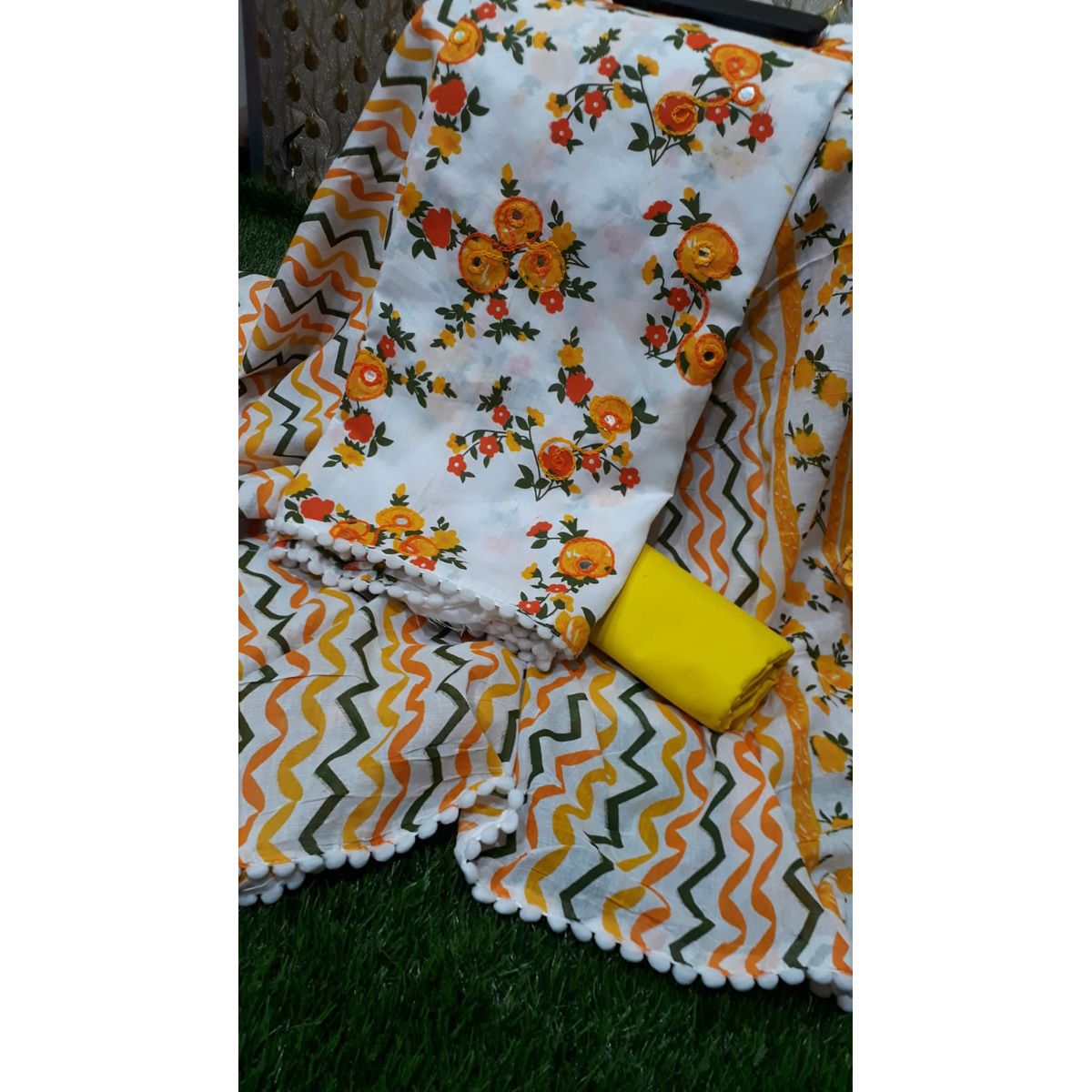 New Gorgeous Unstitched Ari work Printed Cotton Three Piece For Women