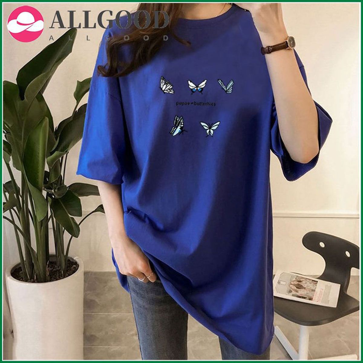 Women T-shirt Casual Loose Short Sleeve Skin-friendly Pullover Female Butterfly Printing T-shirt Daily Life Top Tees