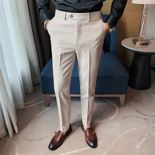 2021 Men's Suit Pants Formal Pants New Stretch Slim Fit Ankle Trouser High-quality Boutique Fashion Men's Clothing Dress Pants