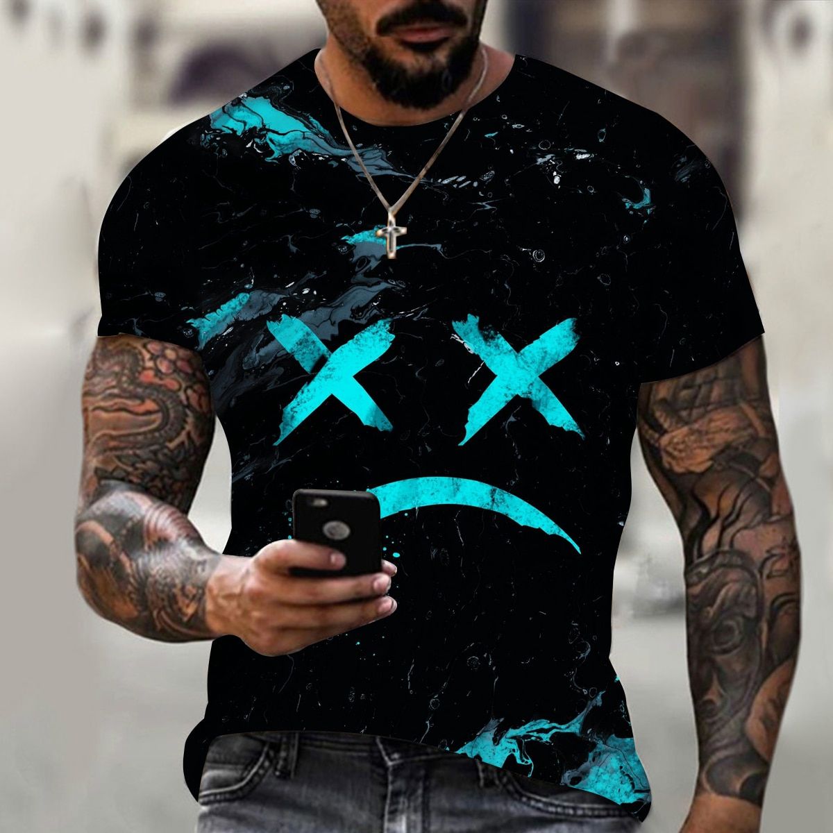 summer short-sleeved men's street fashion top 3D printing pattern plus size -hop style short-sleeved T-shirt