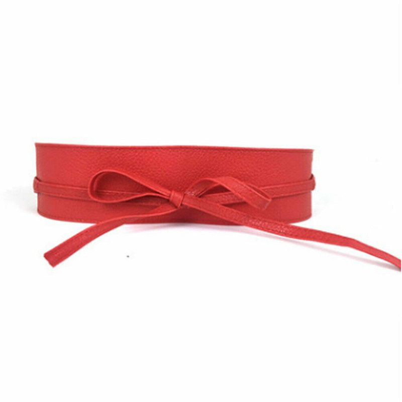 2019 Fashion Lace Up PU Leather Women Wide Corsets Cummerbunds Strap Belts Girl High Waist Slim Girdle Belt Ties Bow Dress Shirt