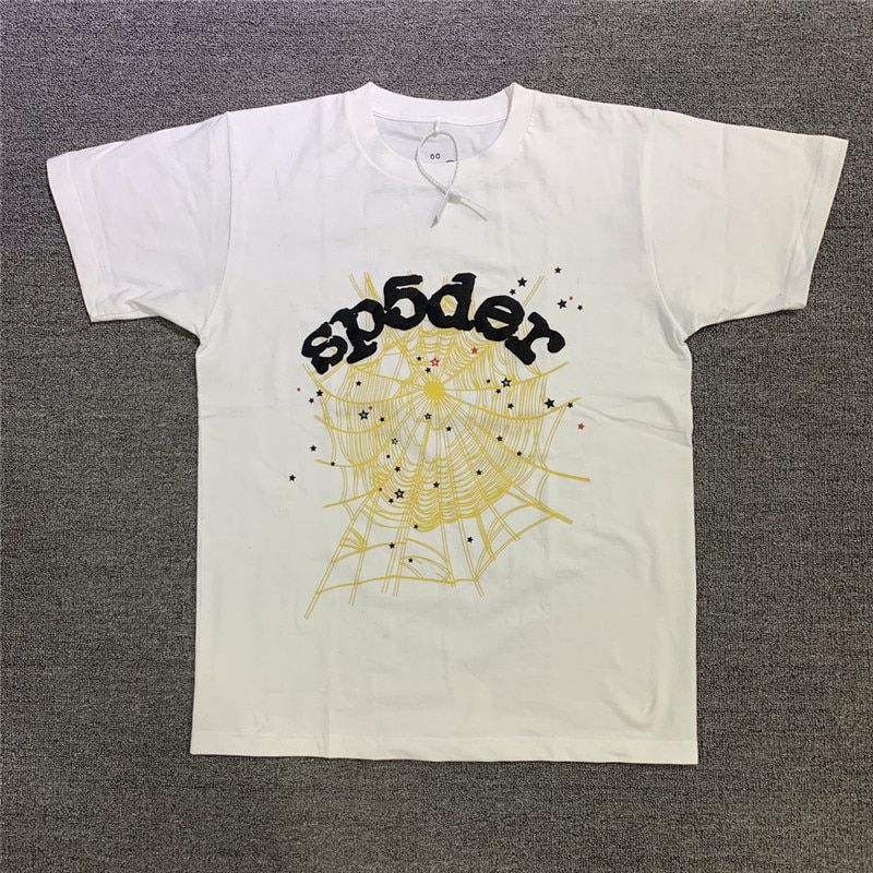 Foaming Printing Sp5der 555555 Annumber T Shirt Men Women 1:1 Best Quality Spider Web Pattern  T-shirt Top Tees
