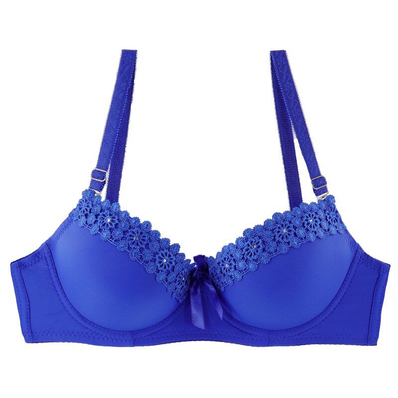 Trufeeling  Lingeries Unlined Push Up Embroidered Bra Female Gather Lingeries A B C Cup Solid Brassiere  Plunge Bra 36-42
