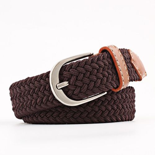 1PC Men Women Casual Knitted Pin Buckle Belt Woven Canvas Elastic Stretch Belts Plain Webbing