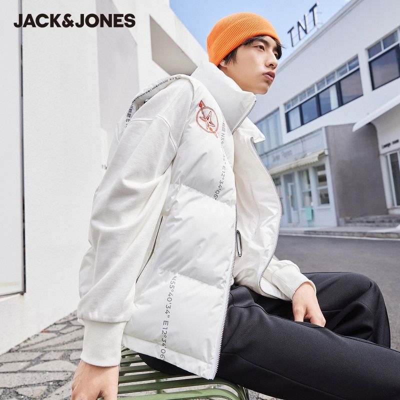 JackJones Men's Sleeveless Down Jacket Casual Letter Embroidery Smooth Lining Waistcoat  220434007