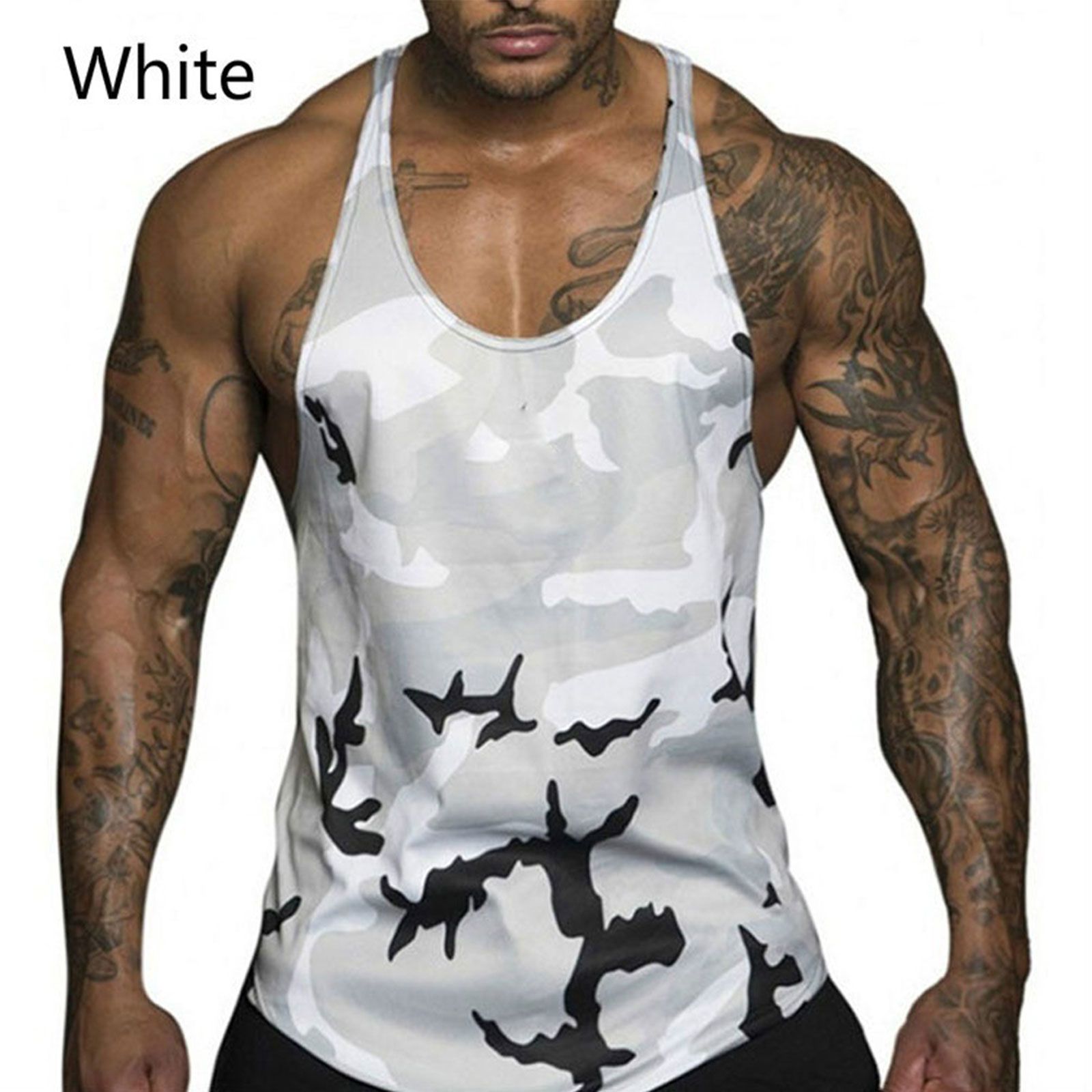 Men's Gym TaTops Shirts Fashion Color Block Print Male Bodybuilding Running Srt Comfortable Vest Fitness Undershirt Tops