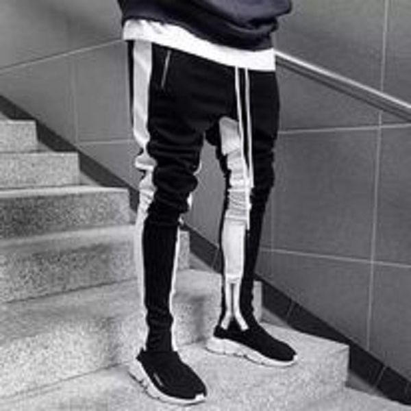 Stylish Black And White Color Comfortable Trouser For Men's - Joggers For Men