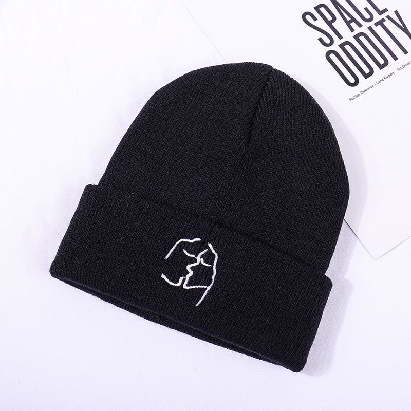 Smile ladies Beanies For Men Beanie Hat Women Winter Hats Warm 2021 Black Embroidery letter UniHop Skullies Knitted Cap