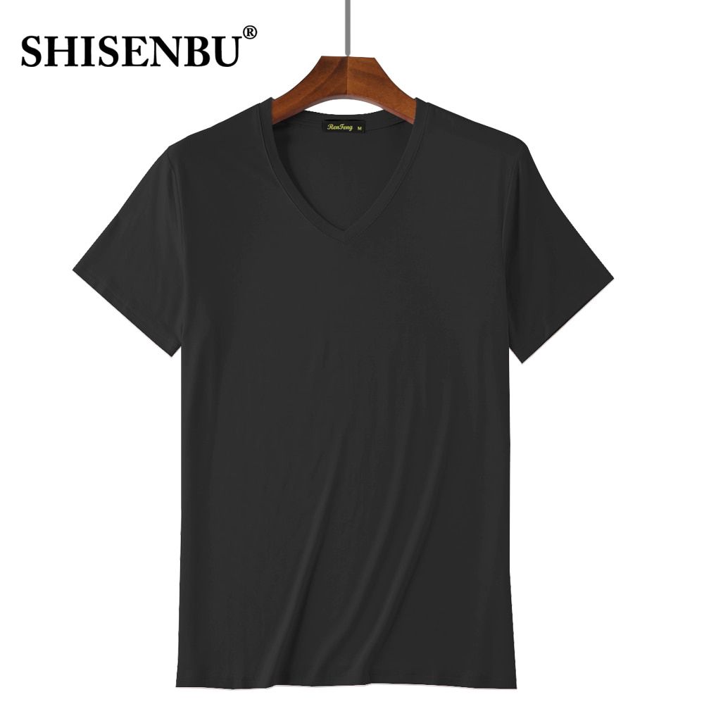 Comfortable Men's Crew Neck Bamboo Fiber Viscose Undershirt Black White Gray Short Sleeve T Shirt Men Summer Tops Plus Size 4XL