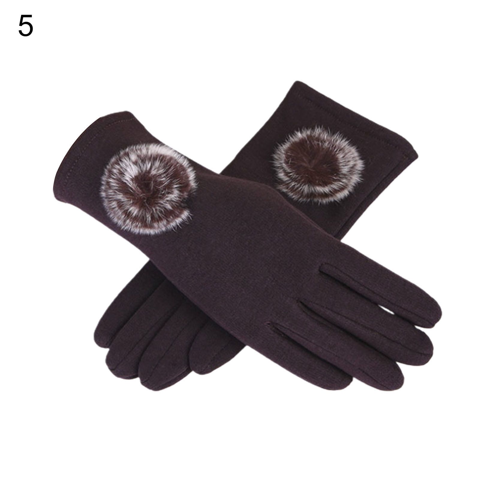 Women Gloves Touch Screen Plush Ball Lady Gloves