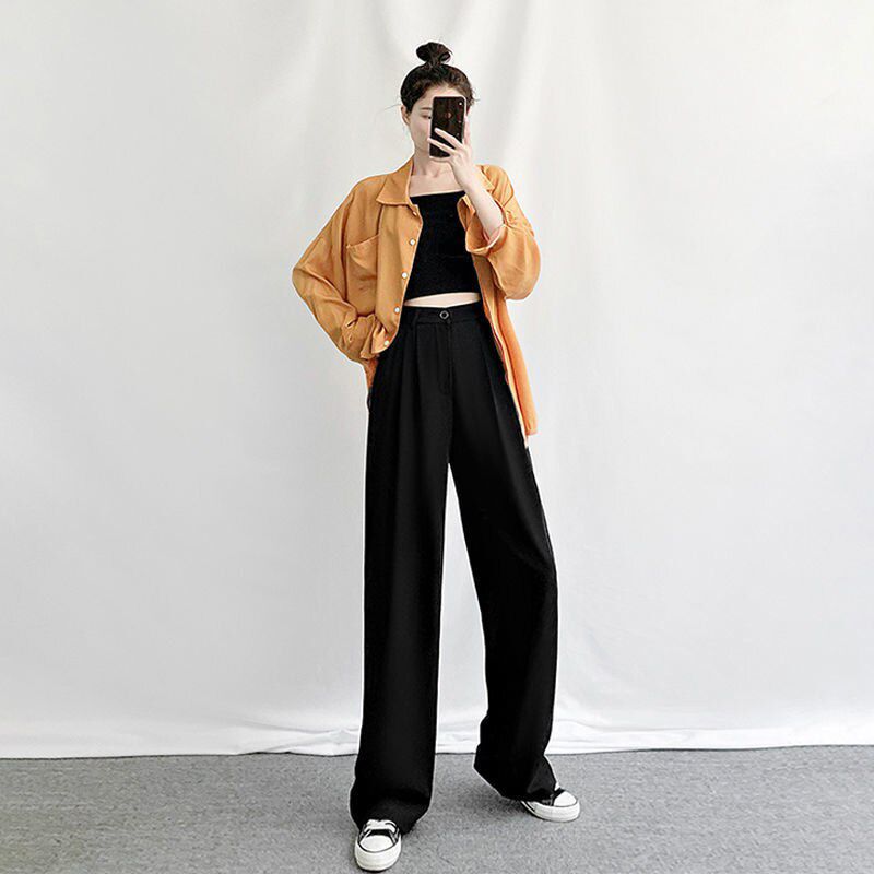 Wide Leg Pants Women Simple Vintage Overisze 4XL Simple Daily Office Lady Full Length Trousers All-match Summer Fashion Womens