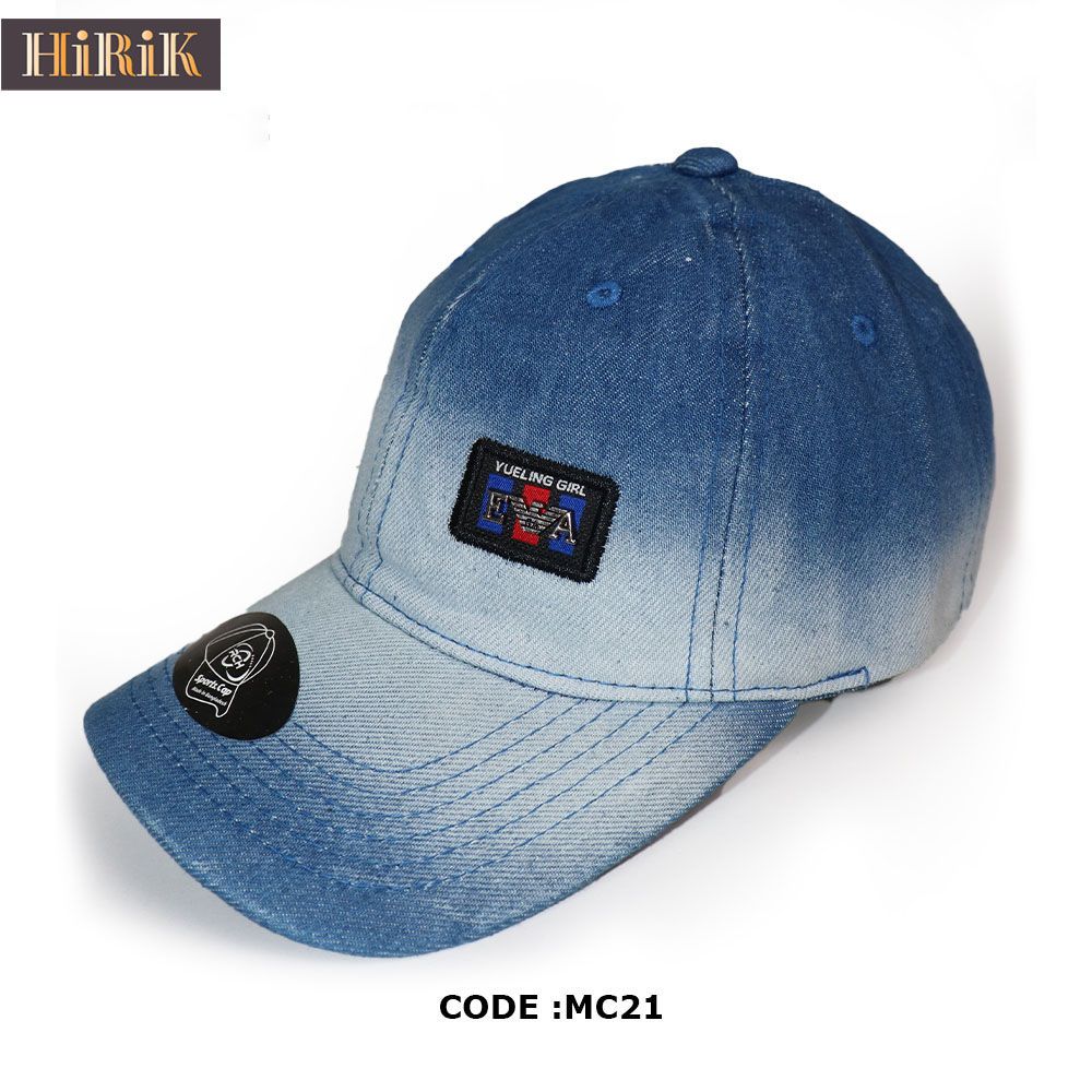 Men's Pure Cotton Curve Visor Adjustable Jeans_Cap