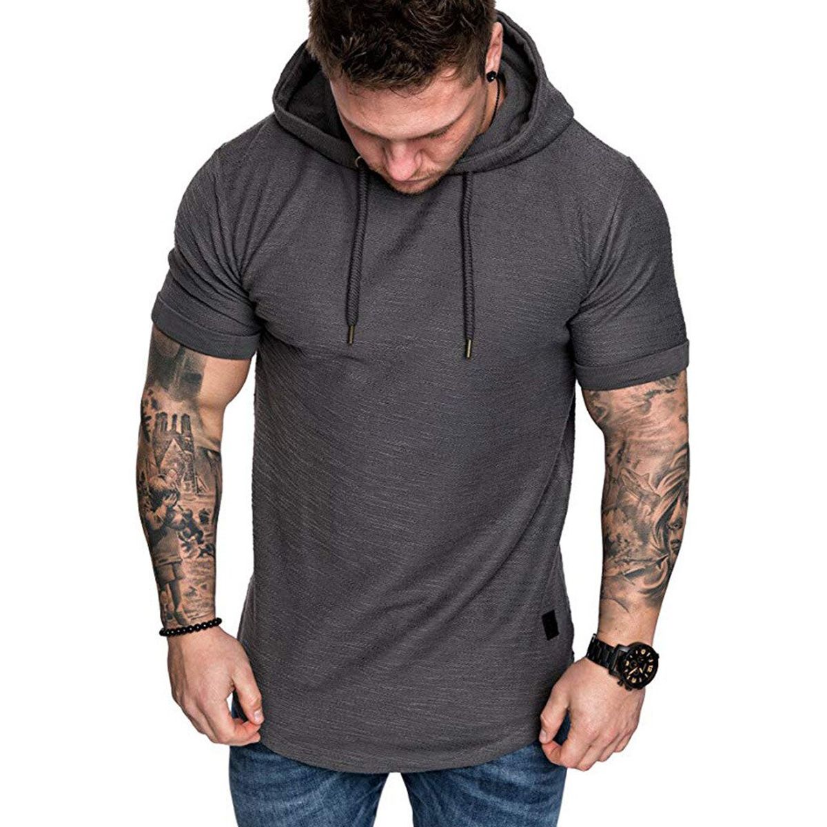 MRMT Mens Hoodies Sweatshirts Short Sleeve Men Hoodies Sweatshirt Casual Solid Color Man hoody For Male Hooded