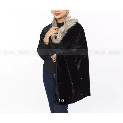 Indian New Velvet Shawls With Stone Work Fabric For Women