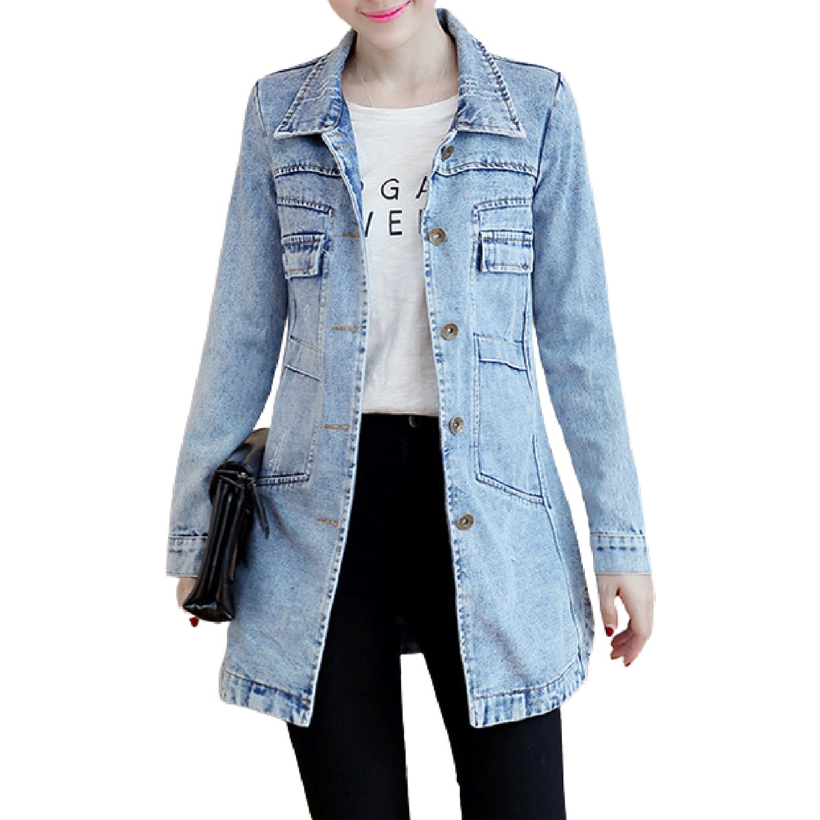Slim Coat Buttons Closure Single Breasted Irregular Hem Jacket