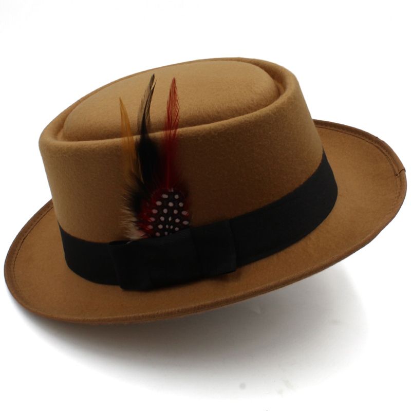 Men Women Pie Hats Fedora Caps Trilby Sunhat Classical Feather Jazz Party Outdoor Travel Street Style Size US 7 1/4 UK L