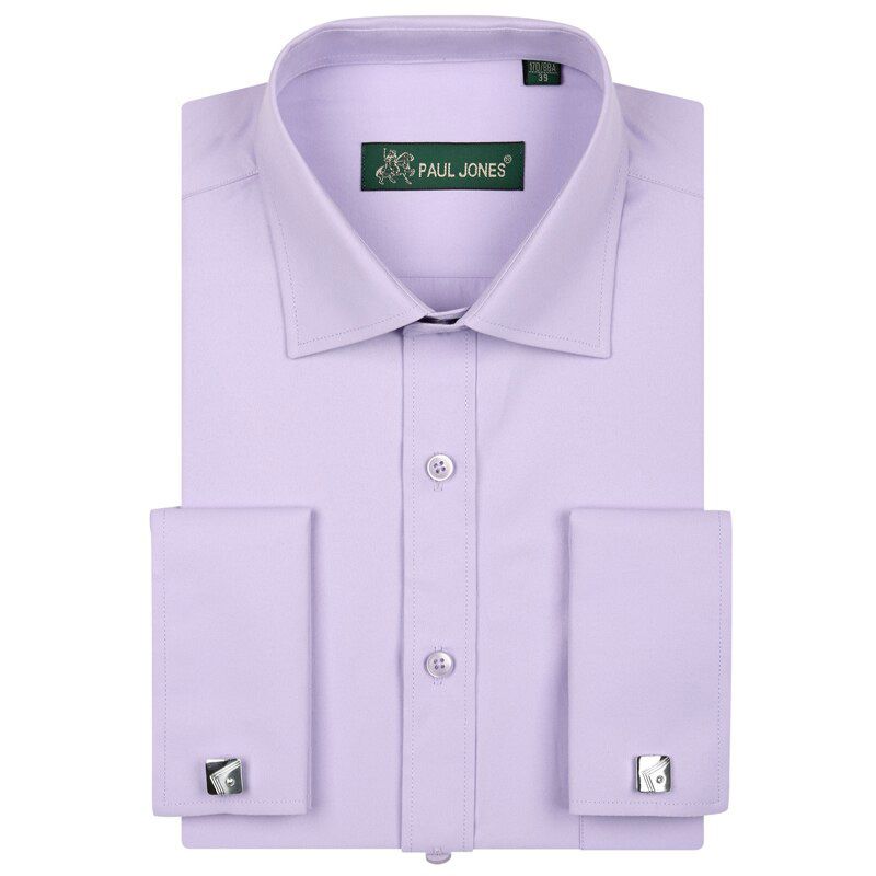 2017 New Men's Solid Shirts Long Sleeve Casual Male Brand Shirts Regular Fit France Exquisite Cufflinks  Dress Shirts