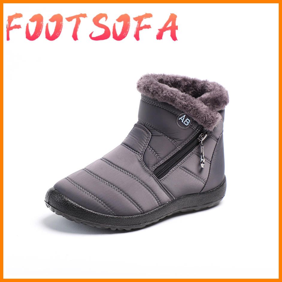 New Ankle Boots Winter Snow Boot Female Flats Shoes Solid Fashion Warm Zippers Plus Size Casual Short Plush Woman Boots