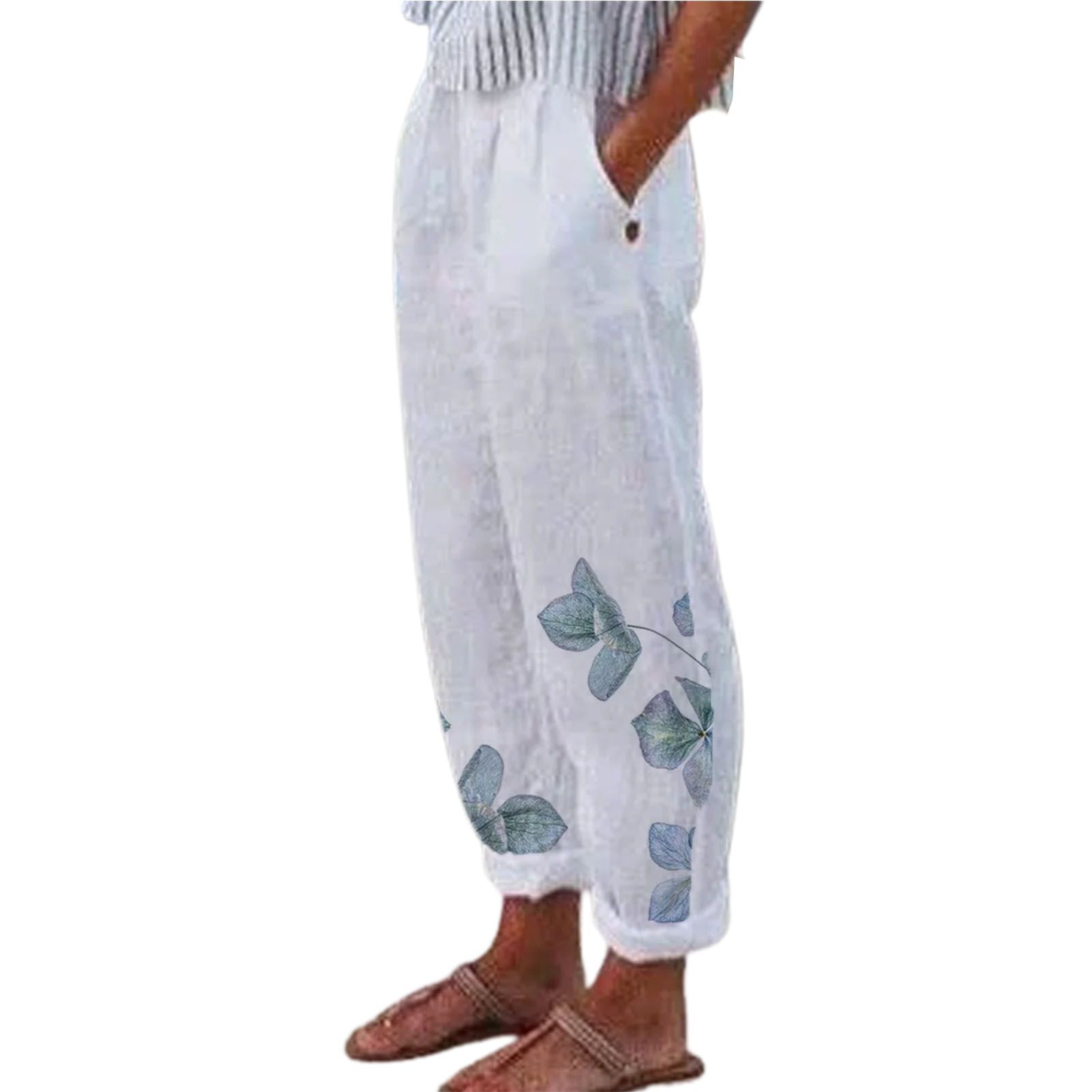 Amamia Summer Trousers Floral Dragonfly Print Casual Pants