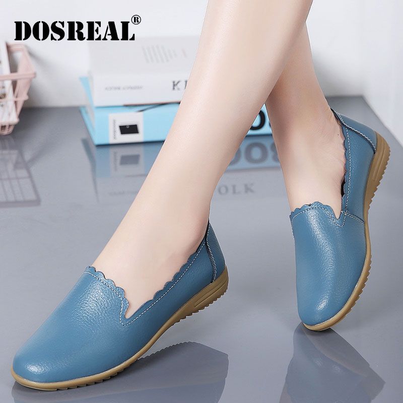 Leather Flat Shoes Women Korean Style Women White Shoes Flats Soft Sole Loafers For Women Shoes Ladies Boat Shoes Big Size 41