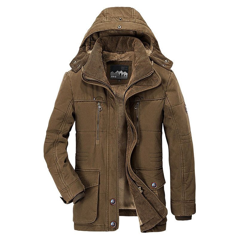 Fleece Lined Winter Coats Men Casual Long Jacket Men's Windbreaker Warm Thick Overcoat Plus Size Parka Coats