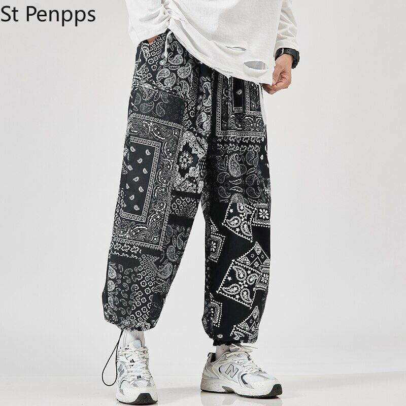 Men's Harem Pants Fashion Jogger Sweatpants Korean Man Loose Oversized Trousers Funny Streetwear Male Casual Pants 5XL