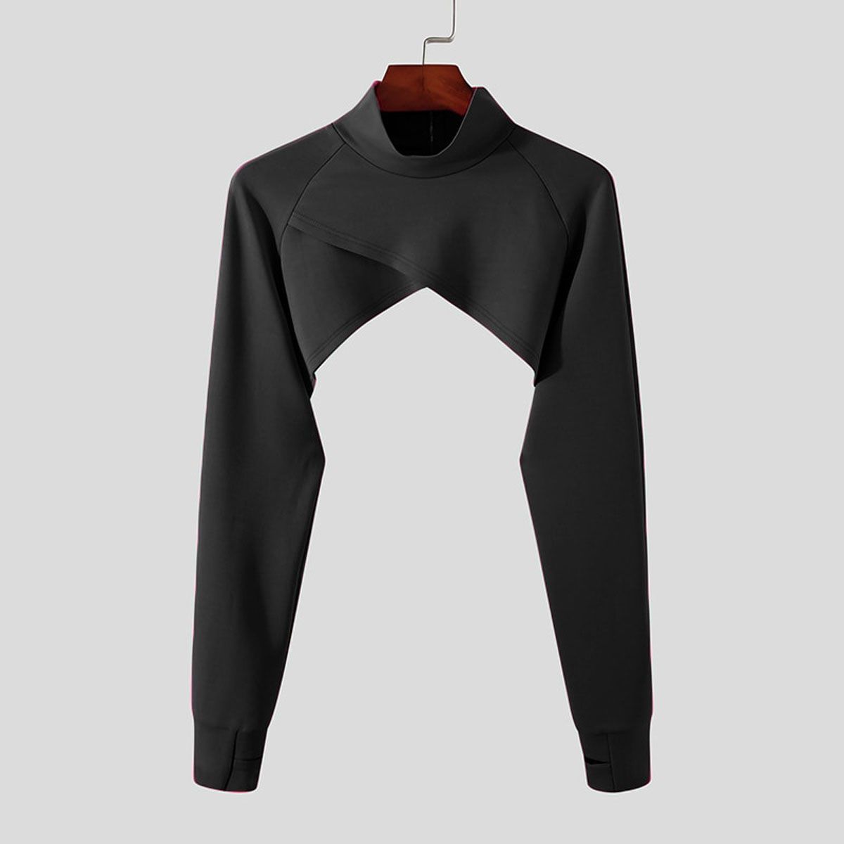 Fashion Men Crop Tops Solid Turtleneck Long Sleeve y Casual Irregular Tops Streetwear 2022 Undershirt Camisetas INCERUN 5XL 7