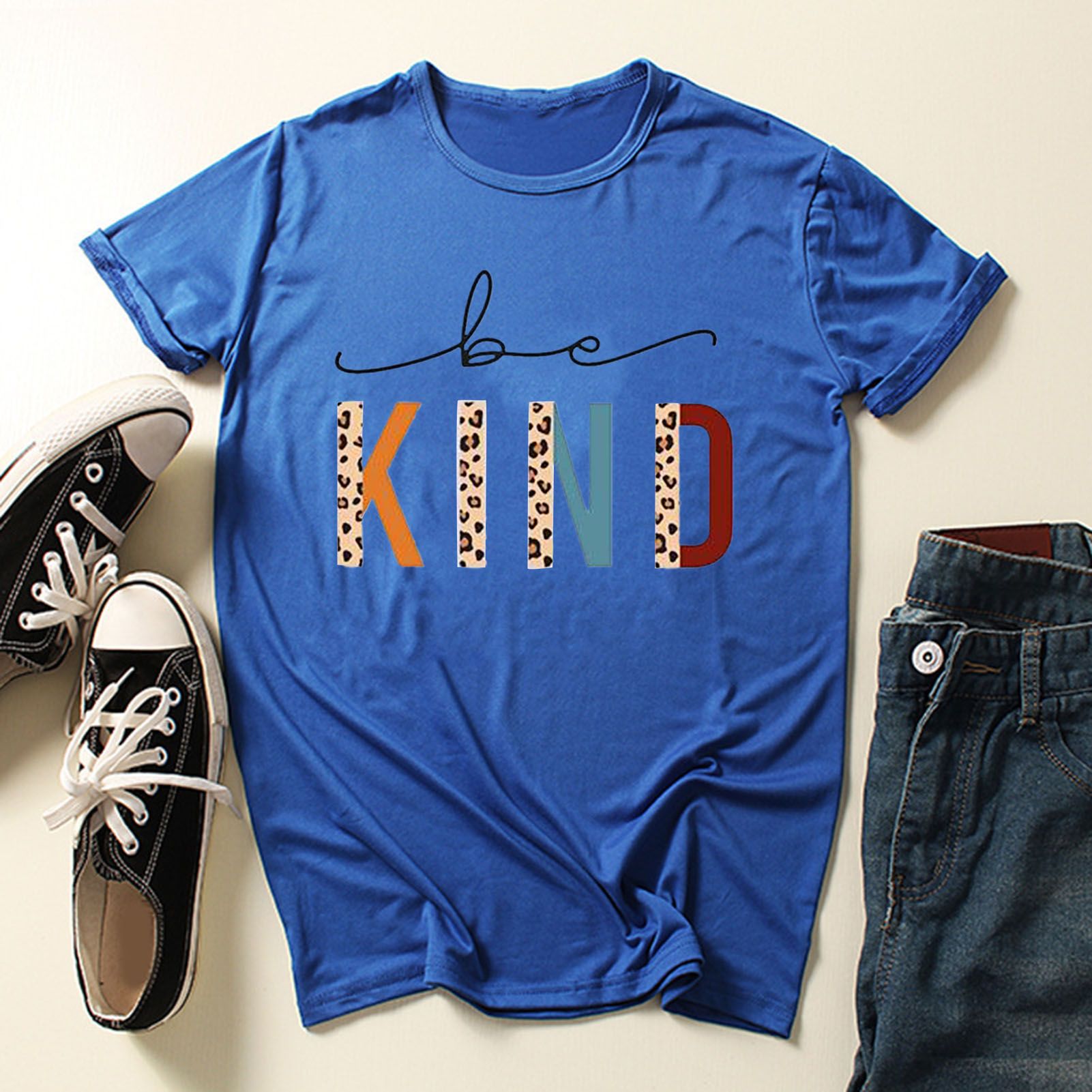 Ladies T-shirt Soft Material Love Trend Sweet Casual T-shirt