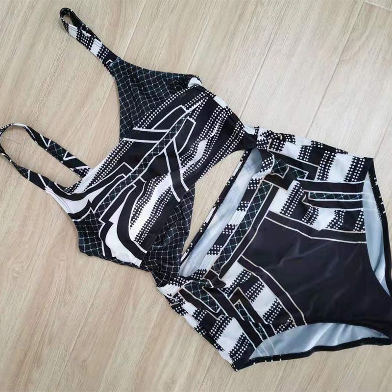 Women's One-Piece Swimsuit, Trendy Sleeveless Wrap Cut Out High Waist Swimwear Monokini