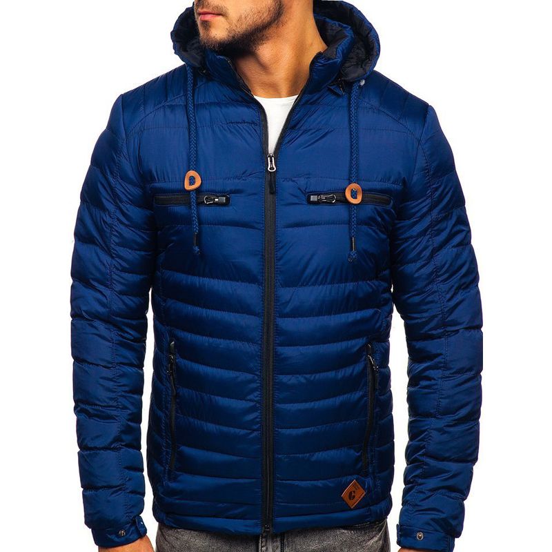 Winter Mens Thick Parkas Casual Solid Color Drawstring Hooded Overcoat 5 Color Male Daily Windbreak Bubble Jacket with Pockets