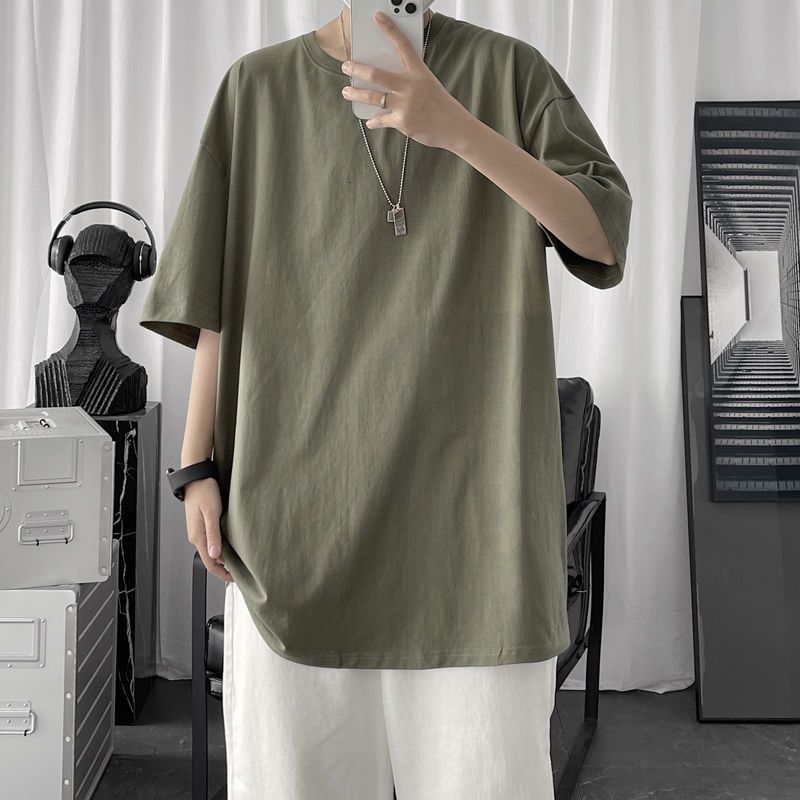 Hybskr 100% Cotton Men's T shirts 2021 Summer Solid Color Casual Short Sleeve Tees For Man Basic T-shirt Couple Male Tees Tops