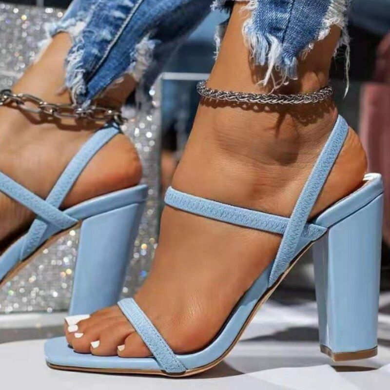 Women High Heels Open Toe Casual Sandals Comfortable Leisure Thick Heel Wedge Slippers Beach Outdoor Finger Flat Big Toe shoes