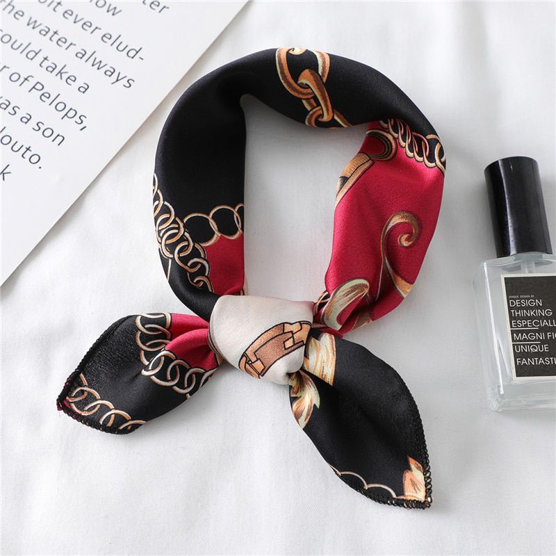 Square Scarf  Women Hair Tie Band for Party Elegant Small Vintage Skinny Retro Head Neck Silk Satin scarves handkerchief foulard