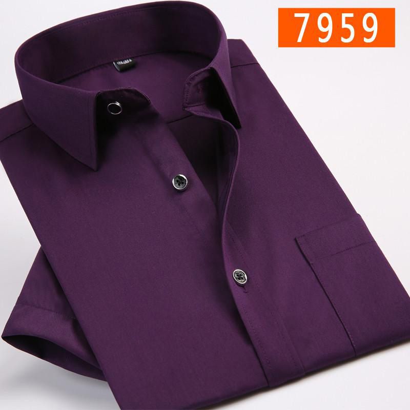 Pure blue summer high quality 100% cotton fashion male Plaid formal casual men shirt short sleeve super large plus size M-9XL