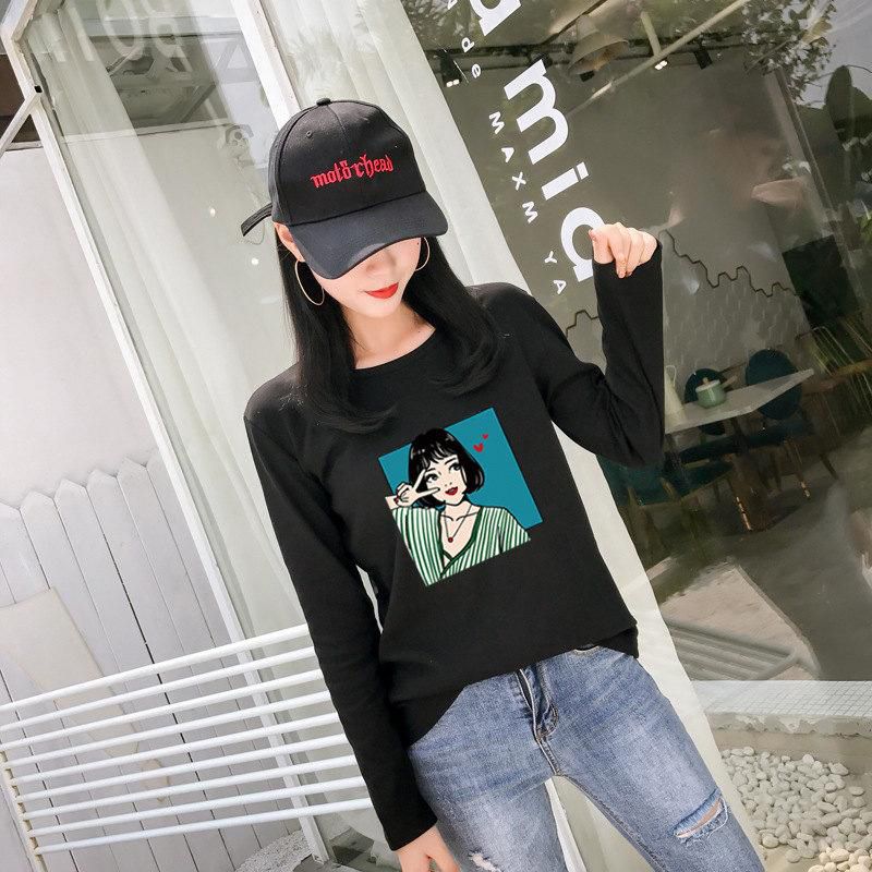 Korean Fashion Long-Sleeved T-Shirt Women's Spring Han Fan Students Loose Korean Version Of Ulzzang Early Autumn Clothes Tide