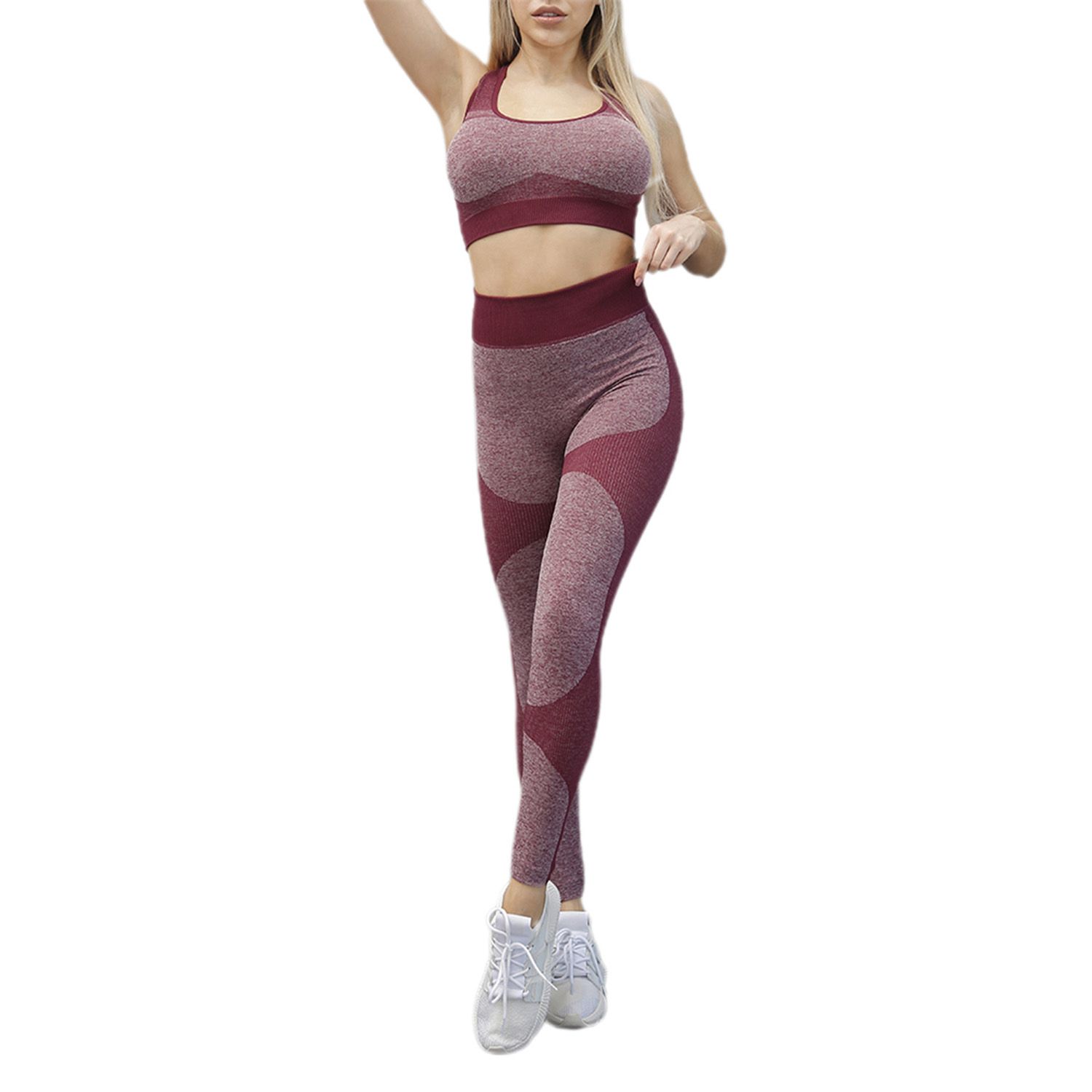 2 Pieces Suit Set, Fashionable U-Neck Sleeveless Crop Top and Trousers for Women, Red/Black/Blue/Green