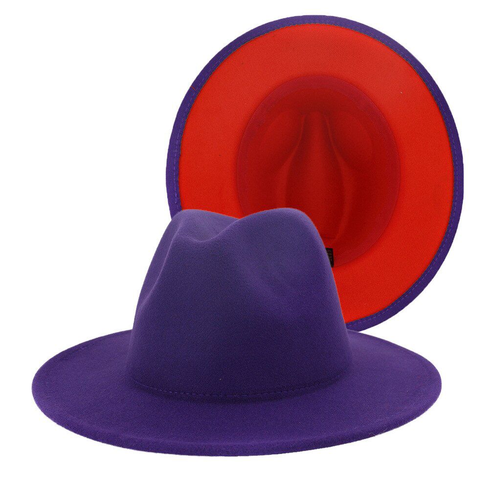 FS White Patchwork Wool Felt Jazz Fedora Hat Women Wide Brim Panama Party Trilby Cowboy Cap Men Gentleman Wedding Hat