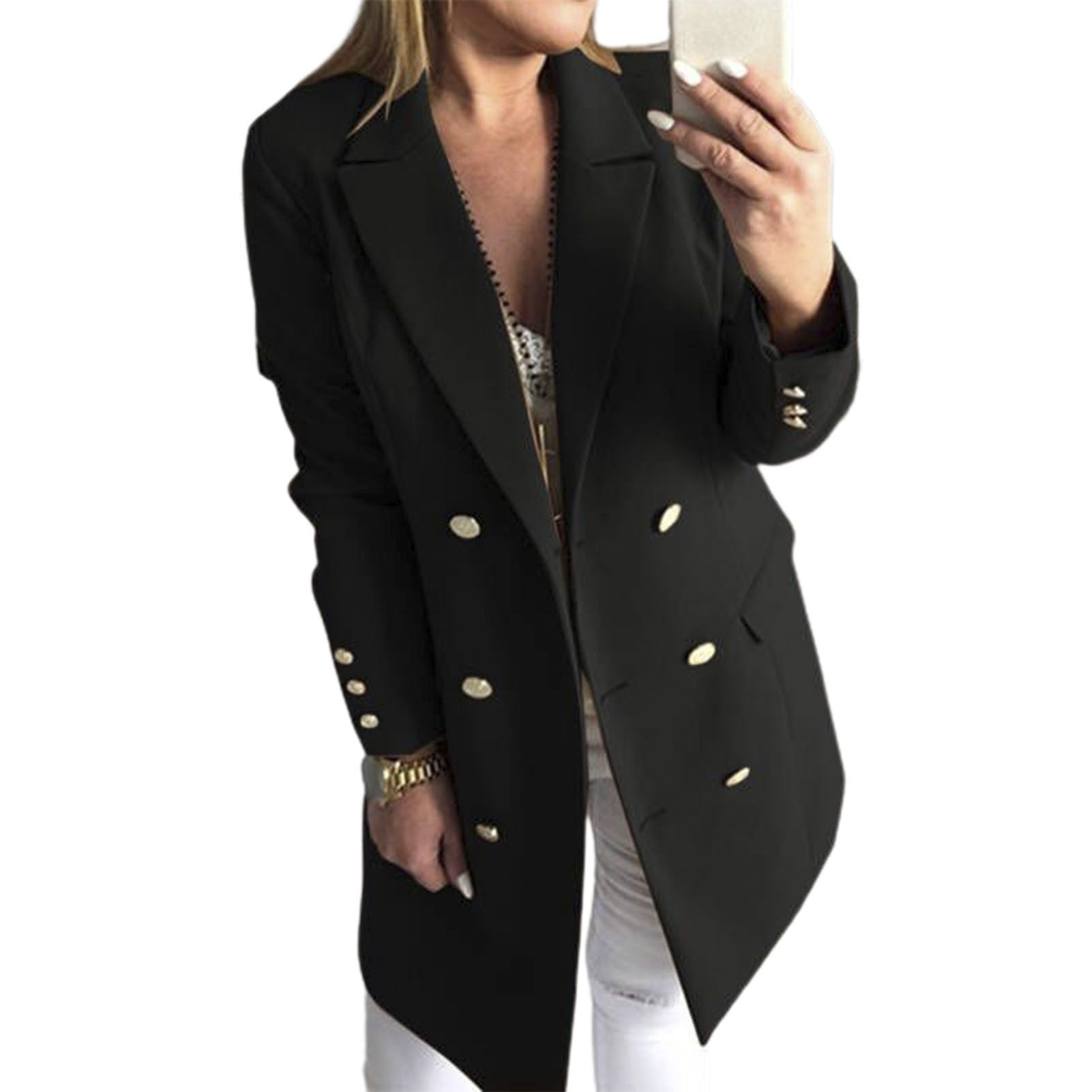 Woolen Suit t Solid Color Double-ed All Match Lady t